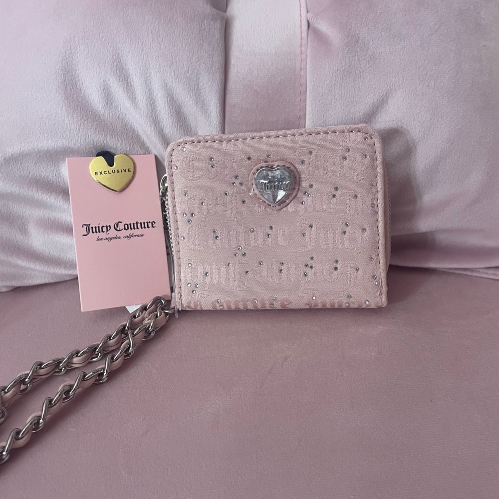 Juicy Couture Blush Pink Wallet with Silver Chain